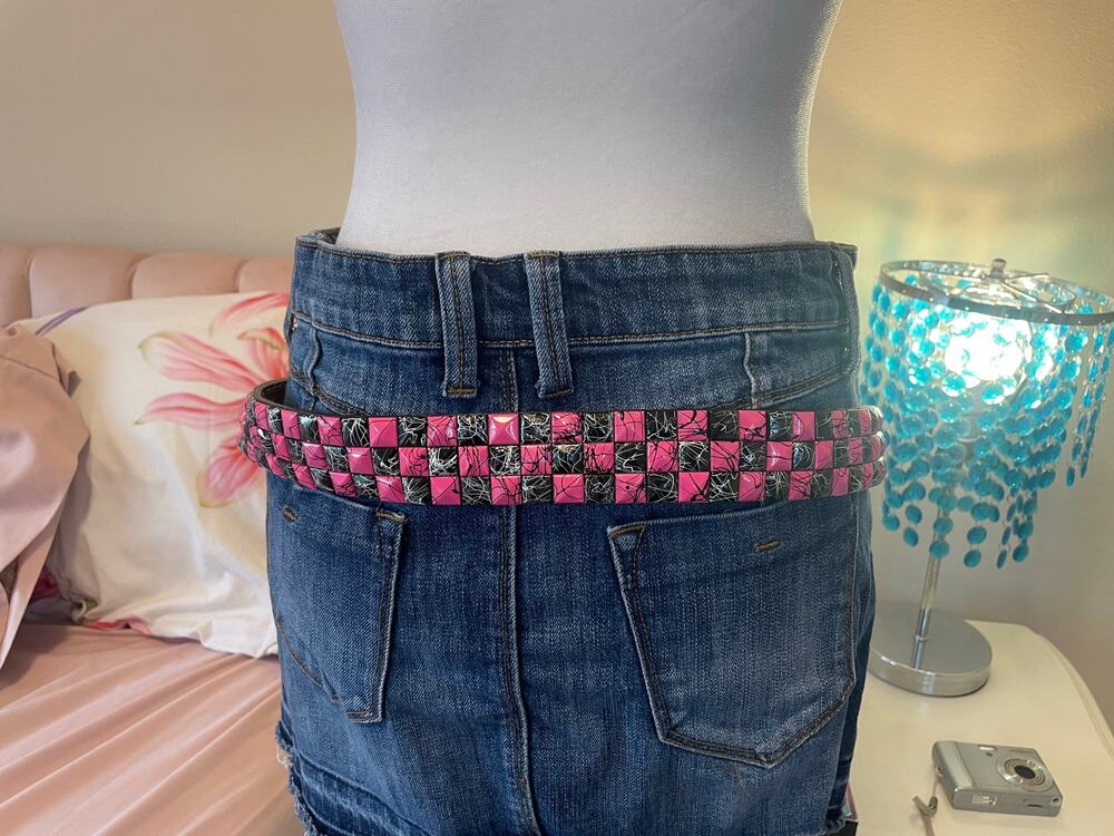 black and pink punk belt